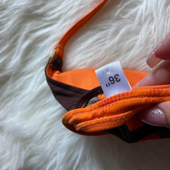 Y2K Adidas Brown and Orange Floral Halter Strappy Bikini Top - Picture 3 of 7